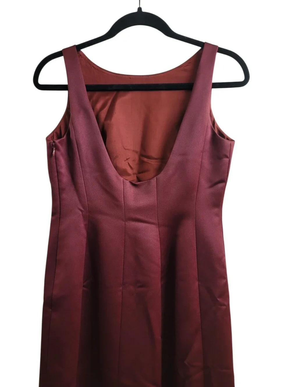 Loft Burgundy Satin Sleeveless Scoop Back Gown Women's Size 4 - Picture 8 of 11